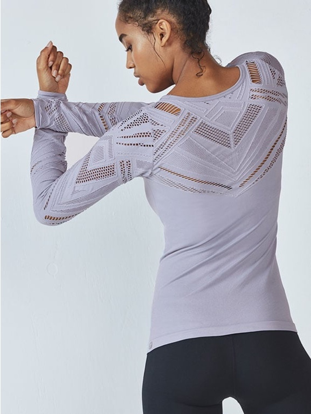 Fabletics Isabella Seamless Long Sleeve Top Lavender Small